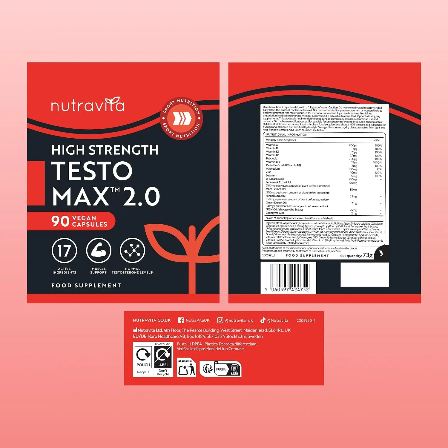 Nutravita Testomax 2.0 integratore uomo 90 capsule zinco