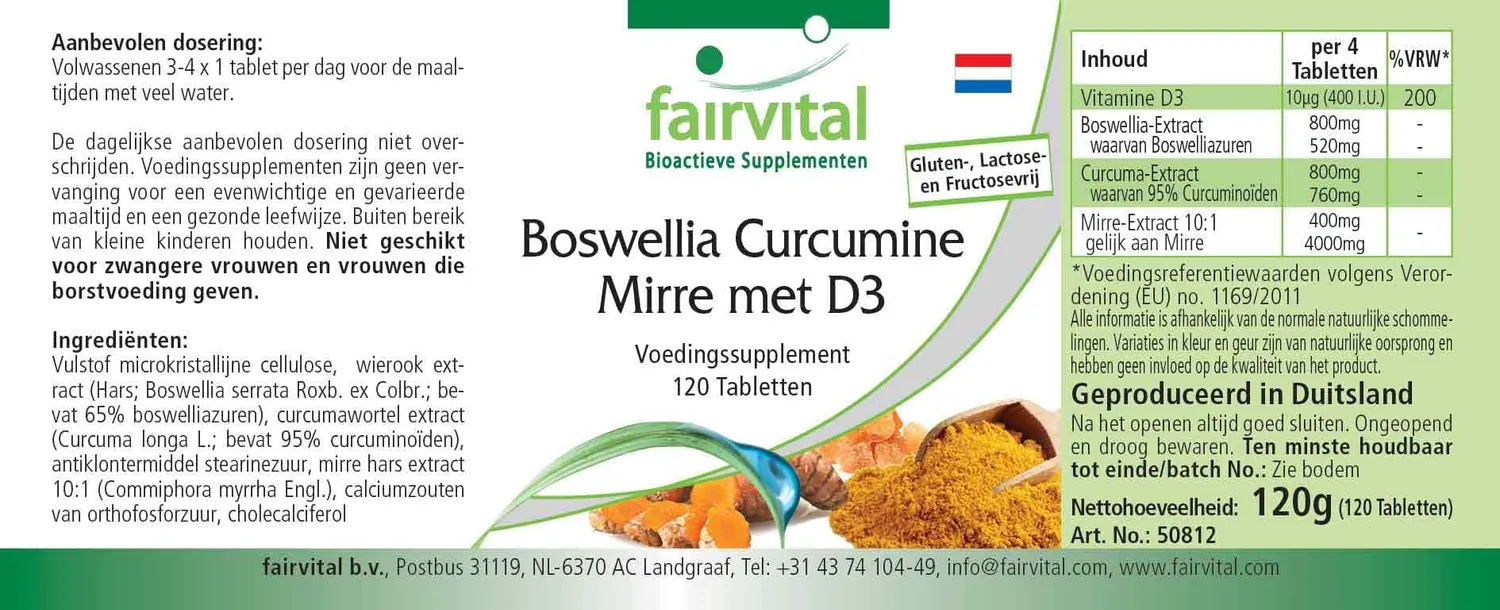 Fairvital Incenso Curcuma Mirra D3 compresse 120 alto dosaggio