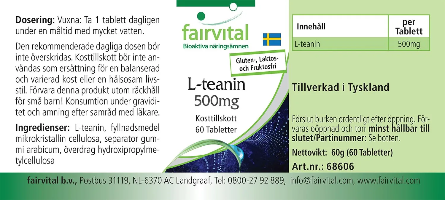 Fairvital L-Teanina 500 mg compresse 60 compresse vegane