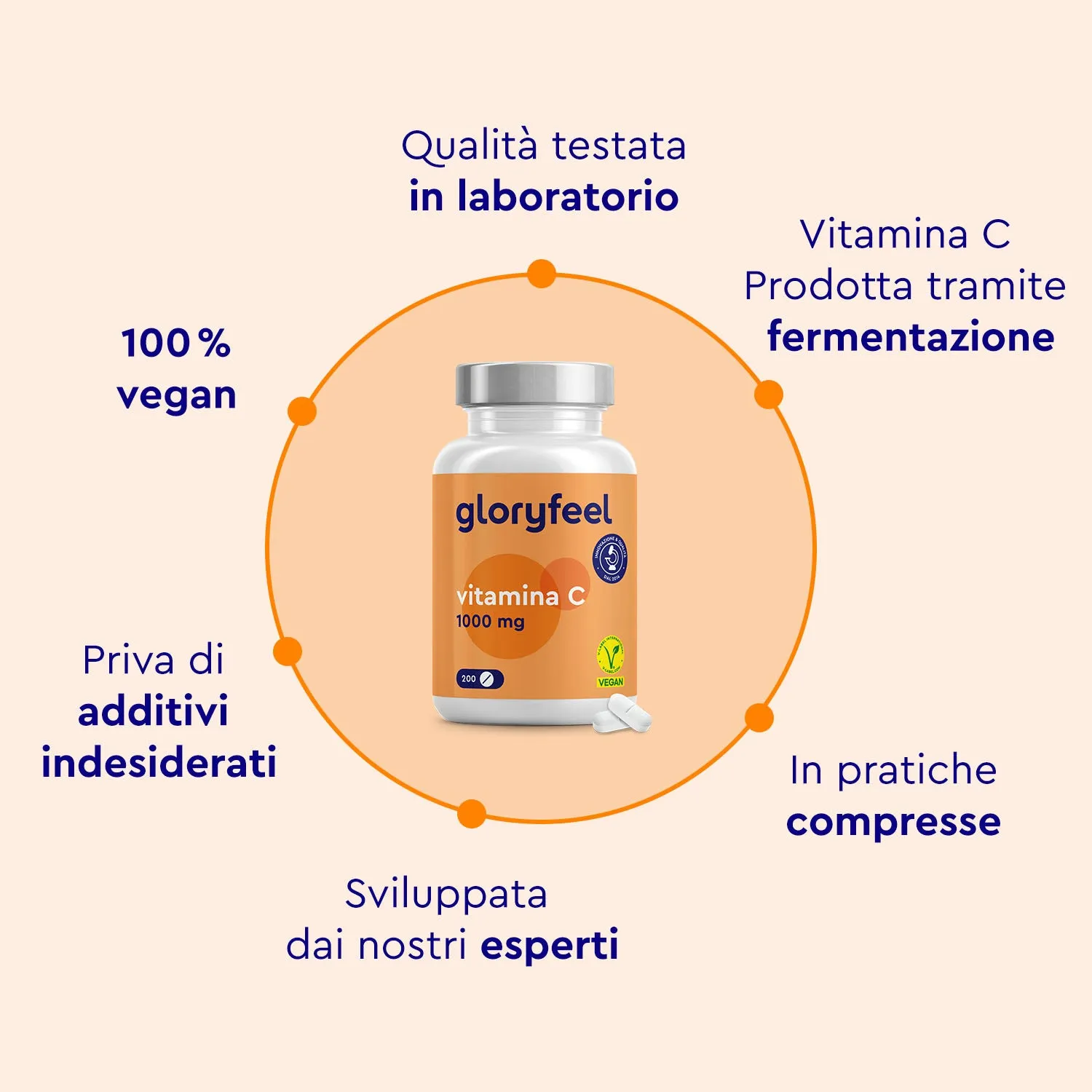 Gloryfeel Vitamina C 1000 mg Compresse 200 pz Vegane