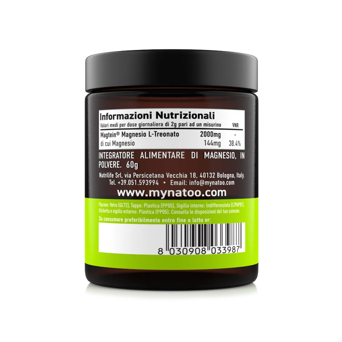 Natoo Magtein Magnesio Treonato polvere 60g memoria