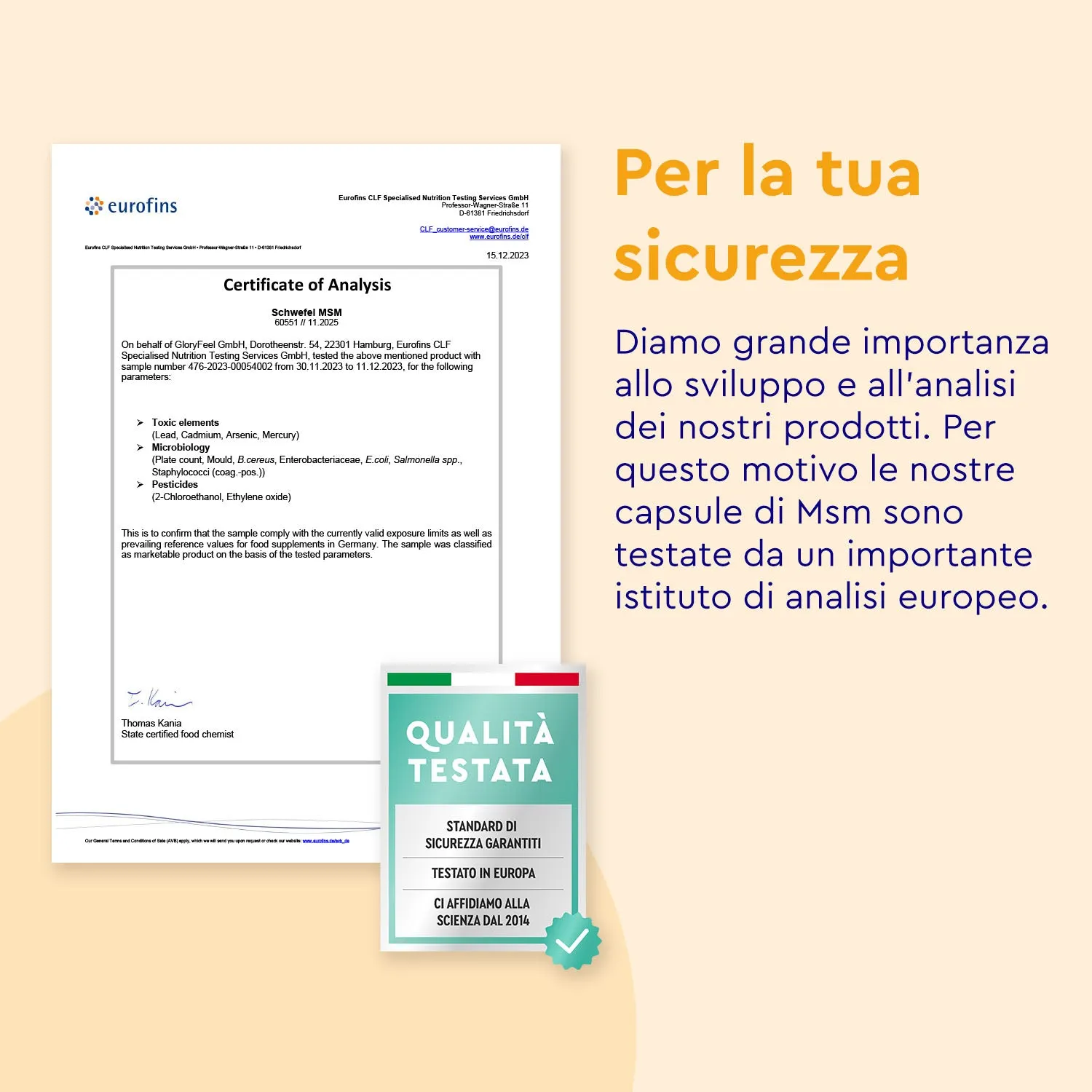 gloryfeel MSM zolfo organico capsule metilsulfonilmetano
