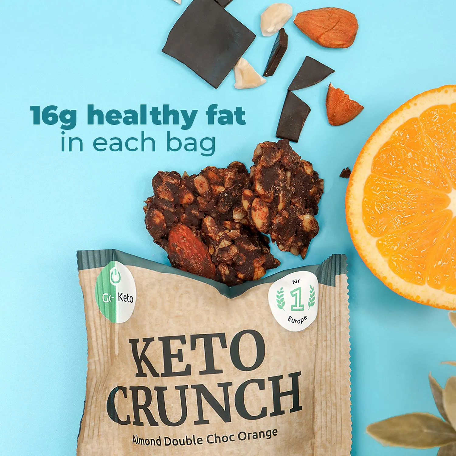 Go-Keto Crunch Almond Double Choc snack 10x40g vegano