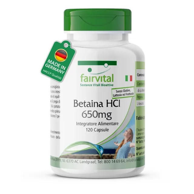 FAIRVITAL Betaina HCl 650 mg capsule 120 capsule con pepsina