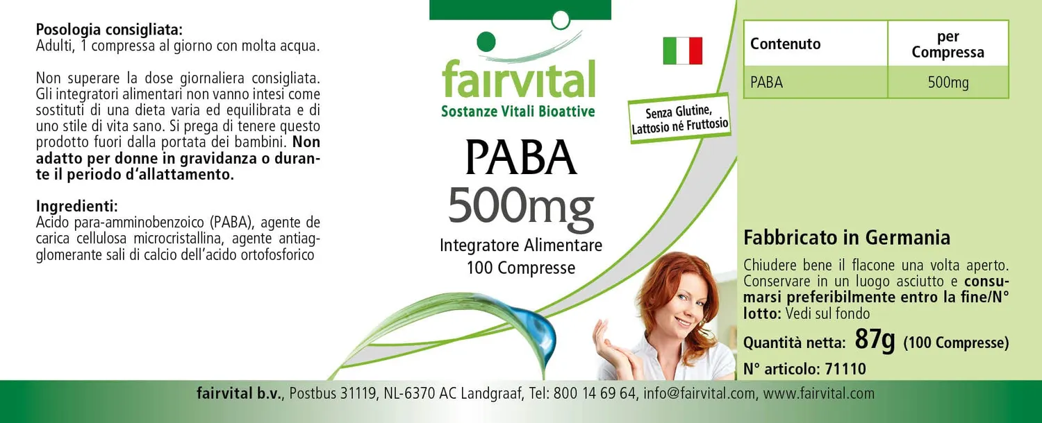 Fairvital PABA 500 mg compresse 100 compresse vegane