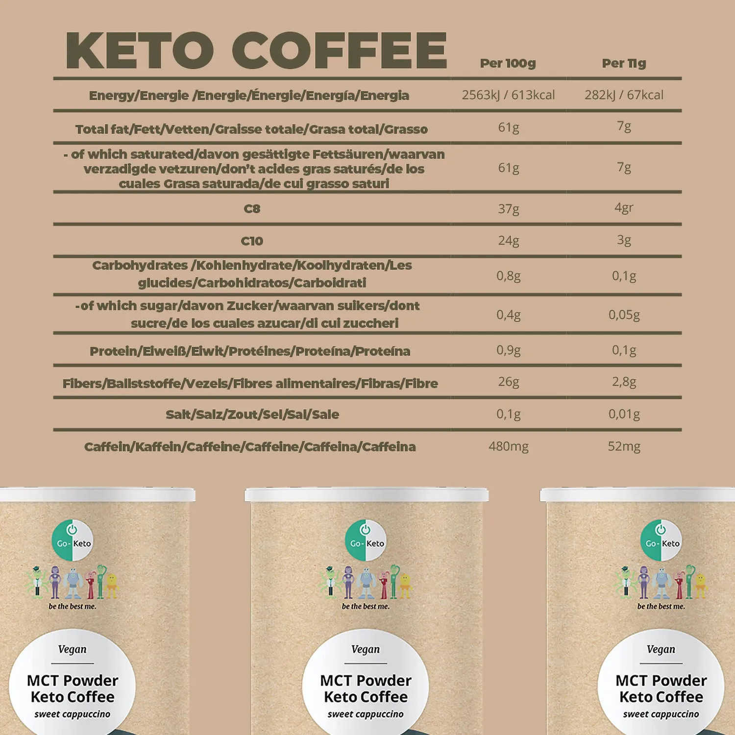 Go-Keto Keto Caffè cappuccino polvere 250g MCT stevia