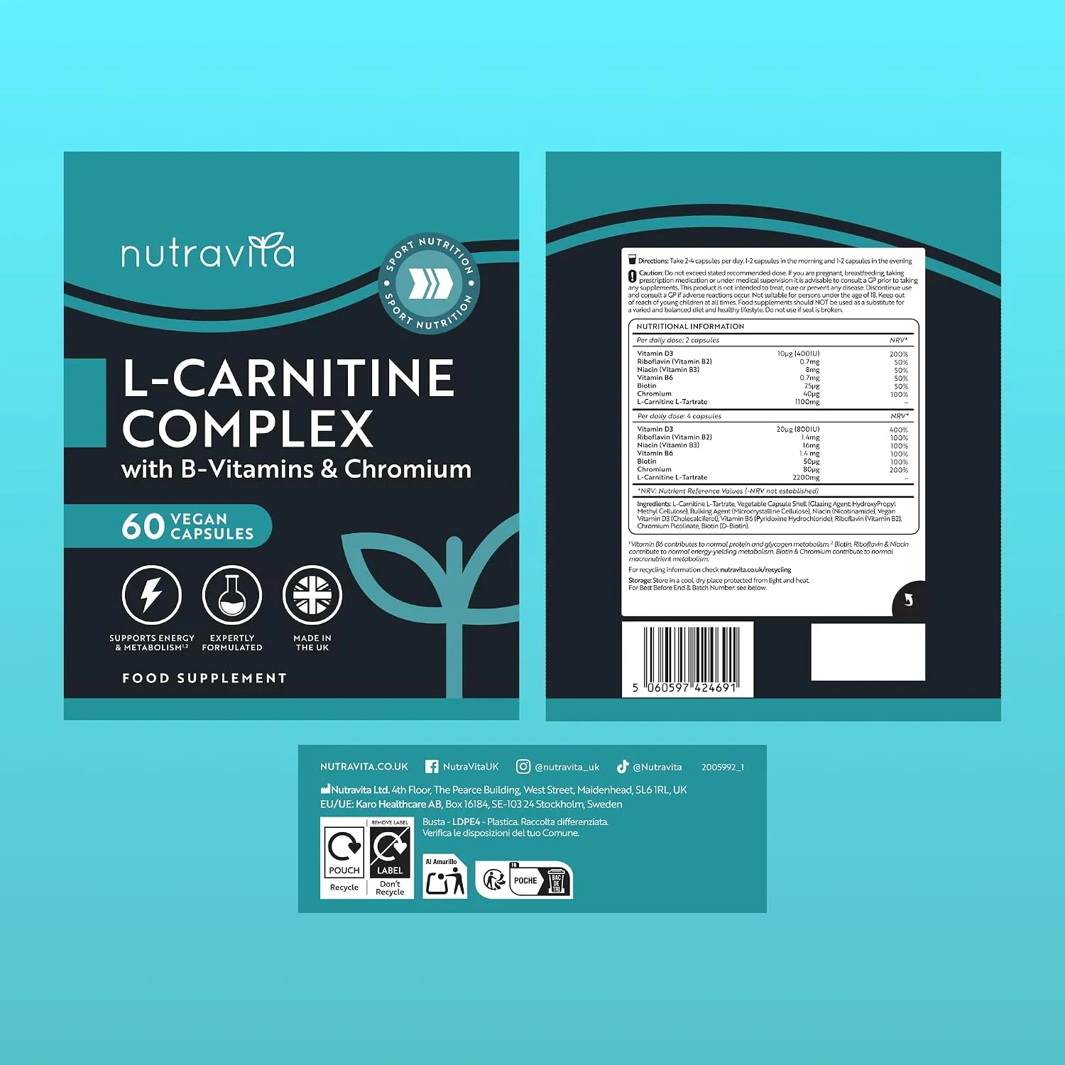 Nutravita L-Carnitina complesso 60 capsule metabolismo