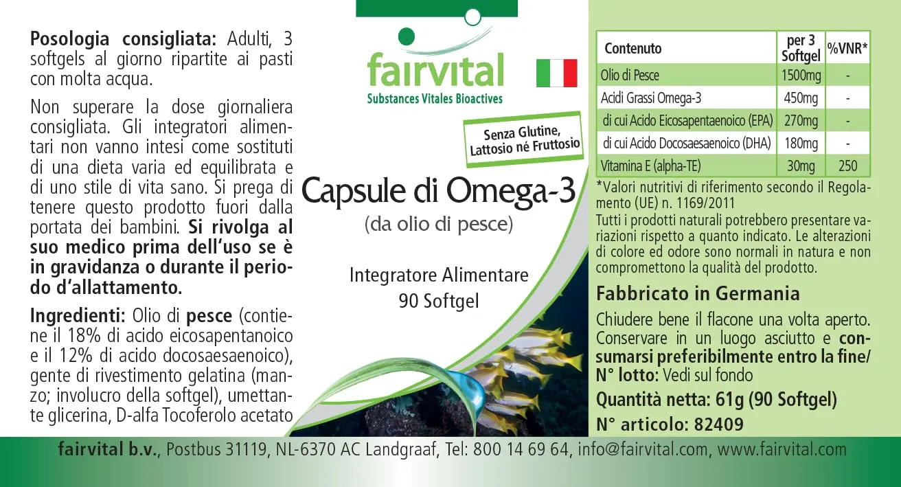 Fairvital Omega-3 500 mg softgel 90 pezzi EPA DHA