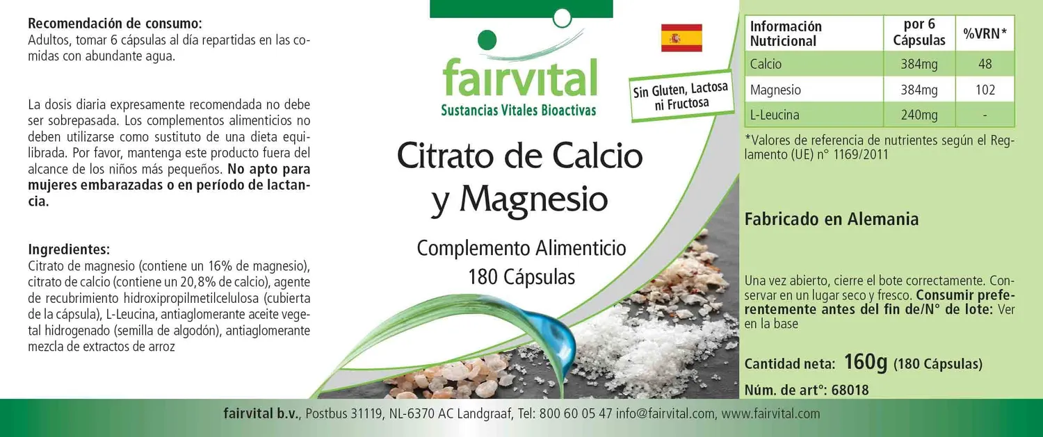fairvital Cal-Mag citrato calcio magnesio 180 capsule