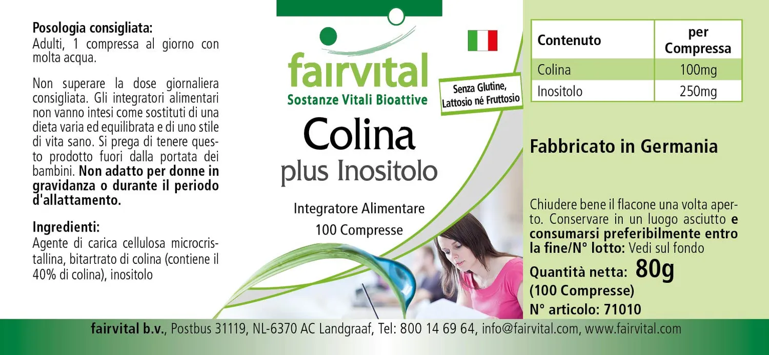 Fairvital Colina Bitartrato Inositolo compresse 100 alto dosaggio