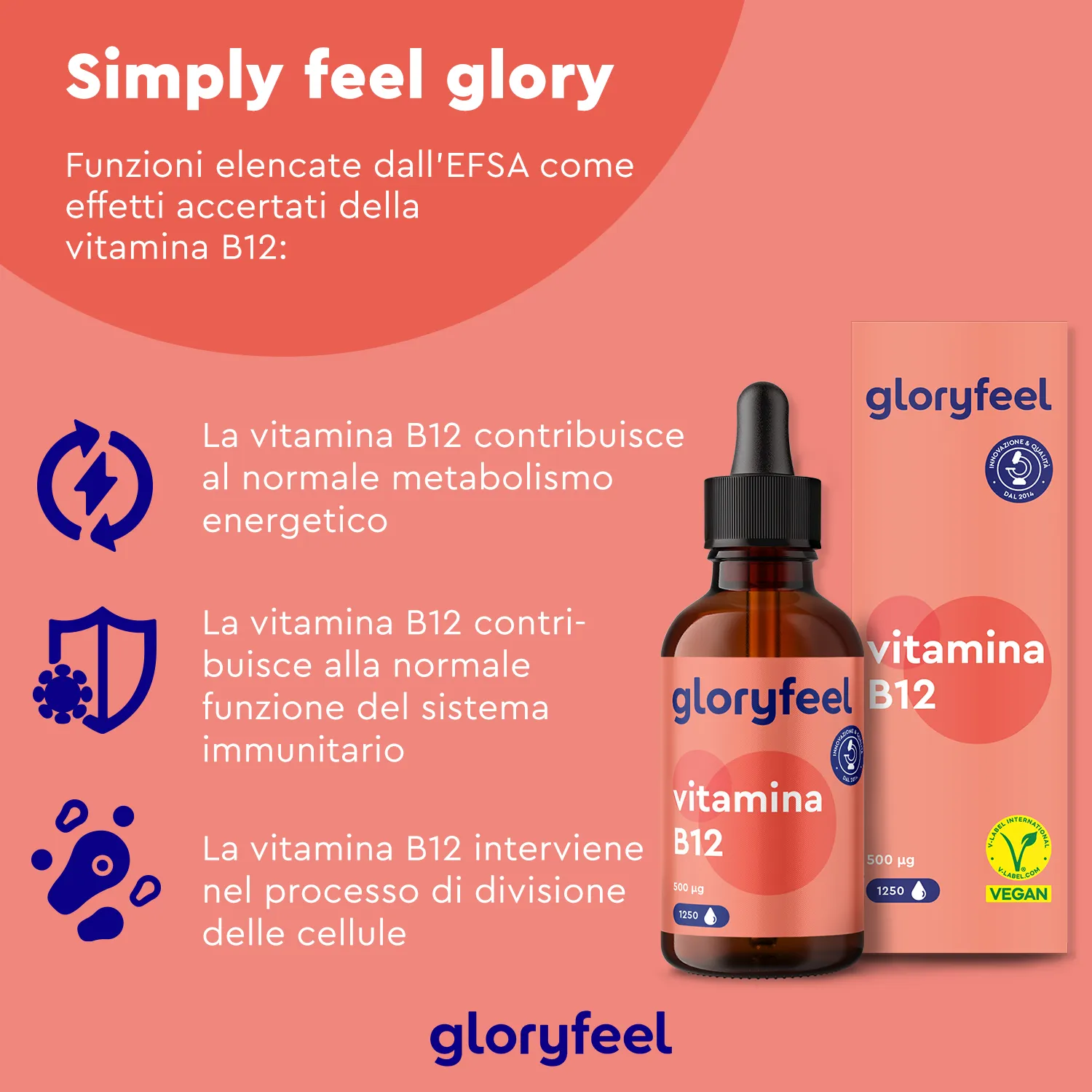 gloryfeel Vitamina B12 gocce vegane senza alcol