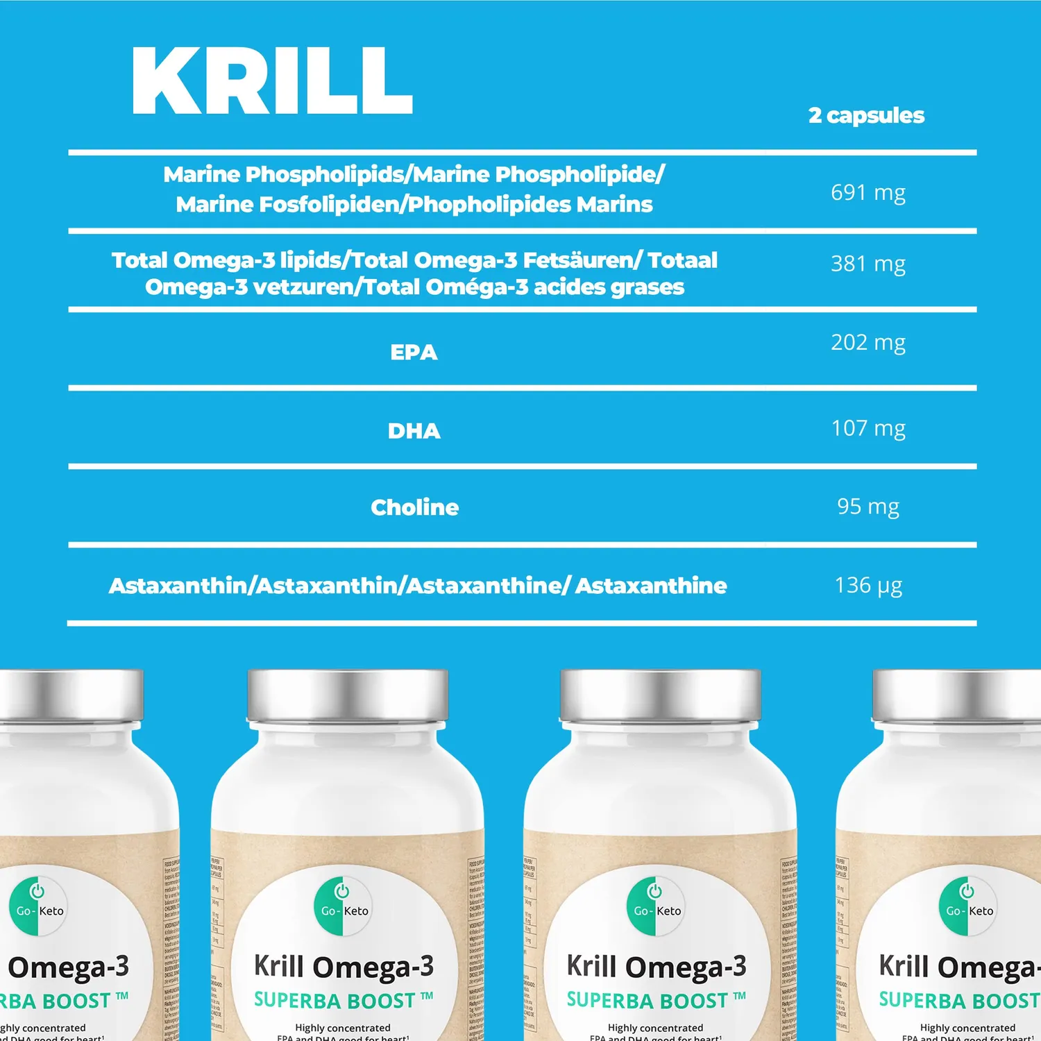 Go-Keto Krill Oil Omega 3 Superba Boost 90 capsule EPA DHA