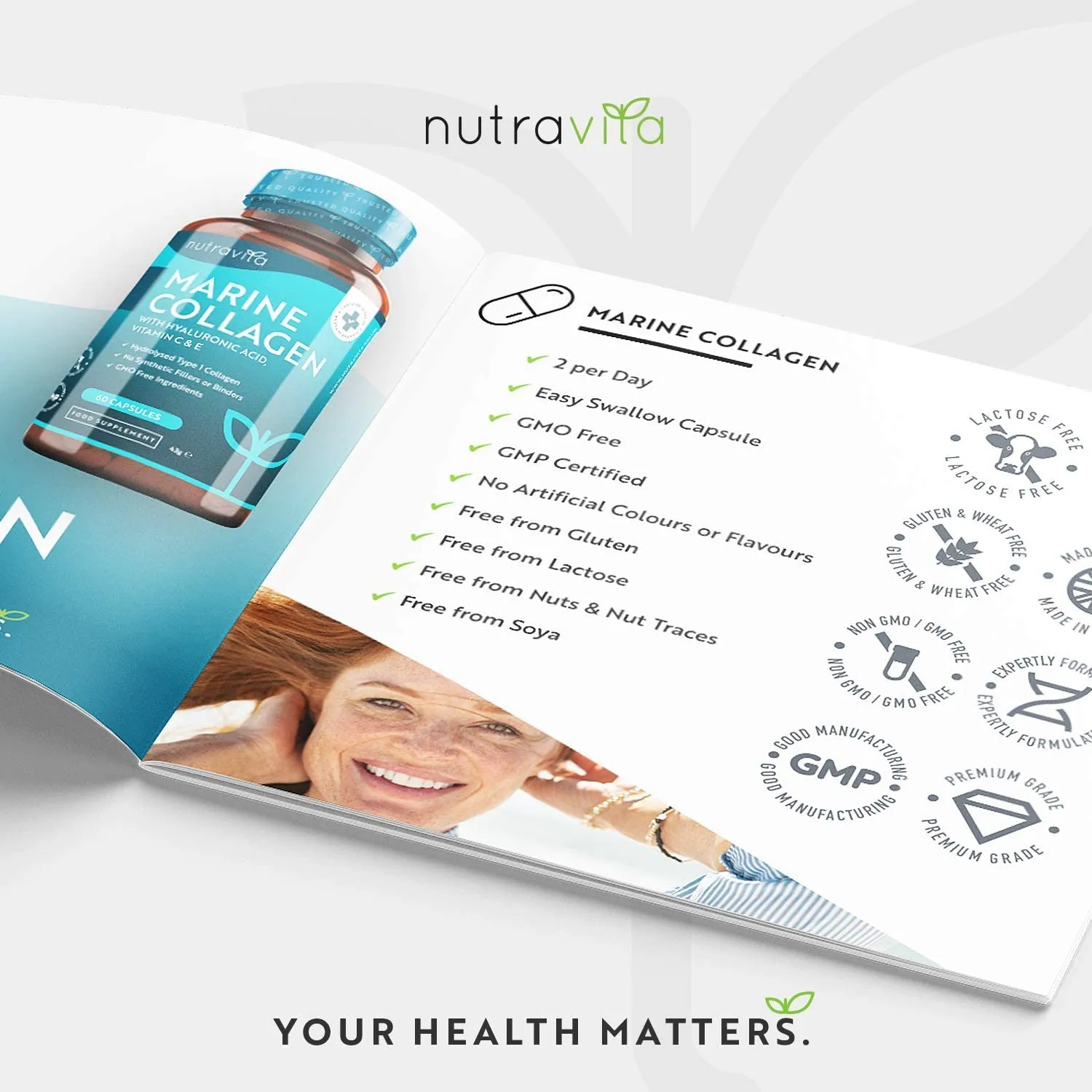 Nutravita Collagene Marino 1000mg 60 Capsule Acido Ialuronico