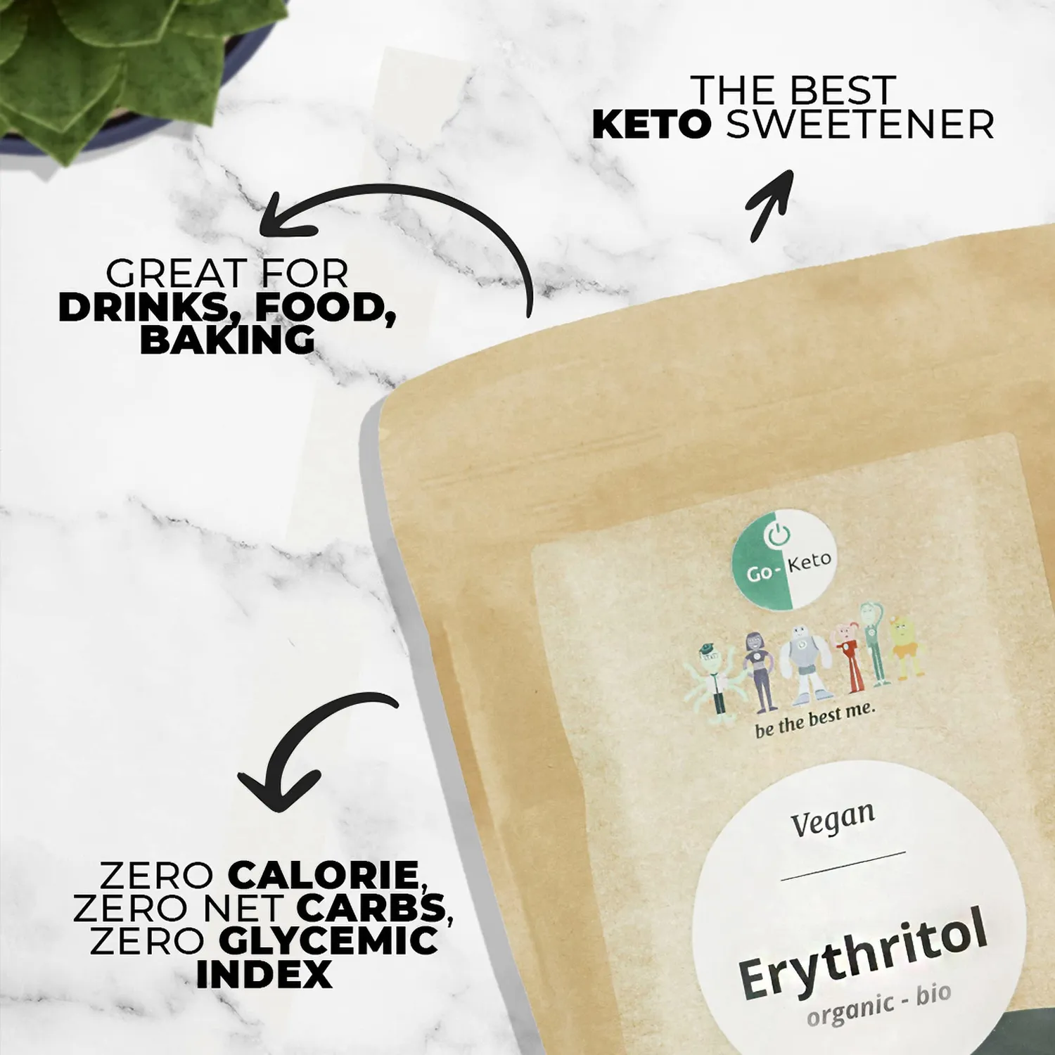 Go-Keto Eritritolo BIO dolcificante 1000 g zero calorie