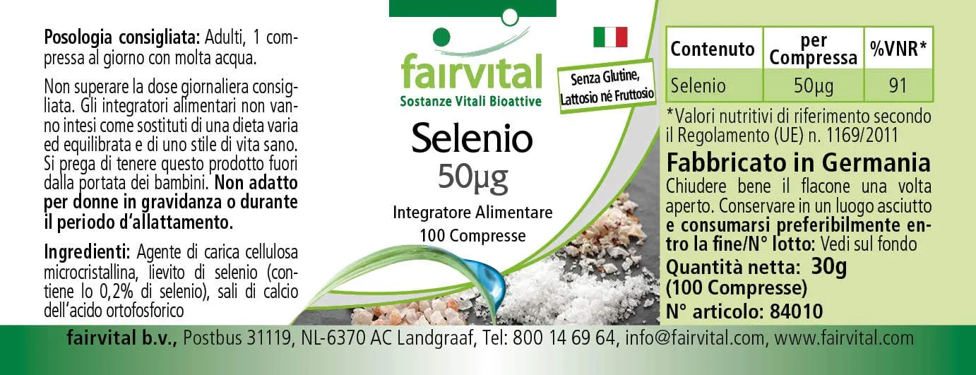 Fairvital Selenio 50 mcg compresse 100 compresse vegane