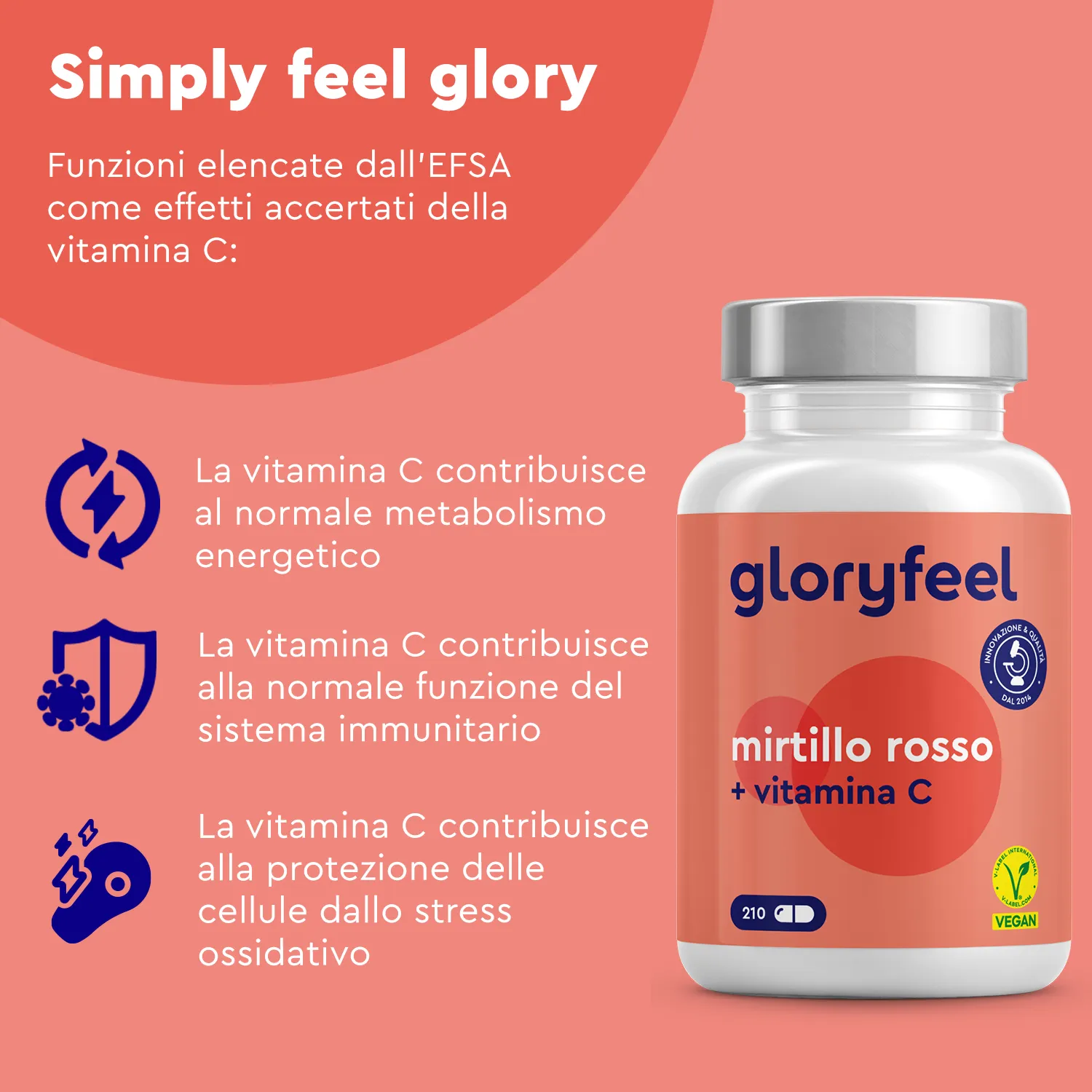 gloryfeel Cranberry + Vitamina C Capsule 210 pezzi Vie Urinarie