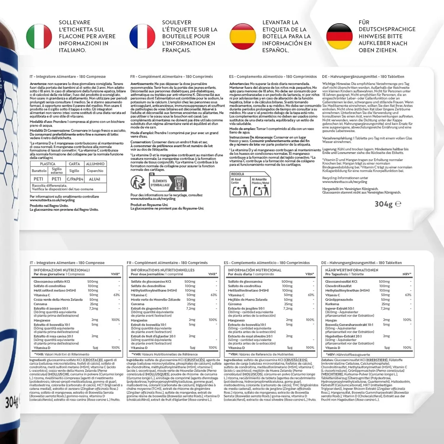 Nutravita Glucosamina Condroitina integratore 180 compresse MSM