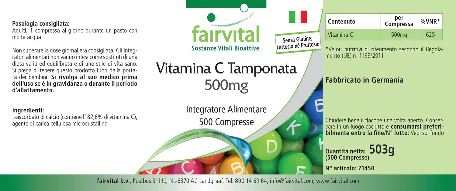 Fairvital Vitamina C Tamponata 500 mg compresse 500 pezzi