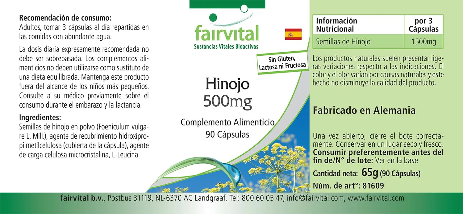 Fairvital Finocchi 500 mg capsule 90 pezzi per stomaco intestino