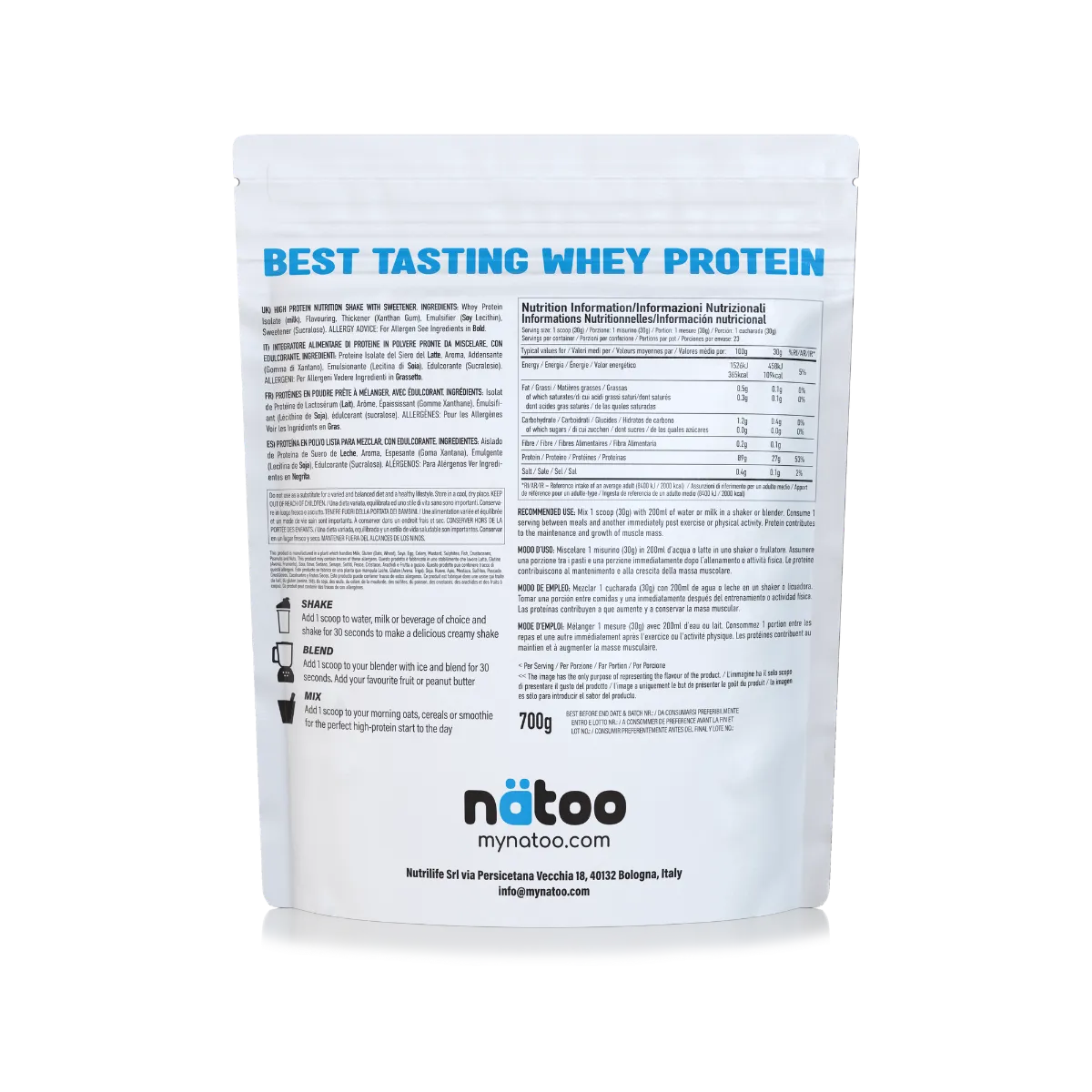 Natoo Performance Isolate Zero proteine 700g chocolate cream isolate