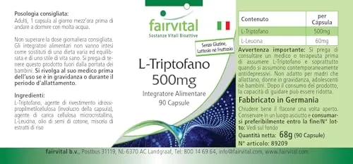 Fairvital L-Triptofano 500 mg capsule 90 pezzi aminoacido vegano