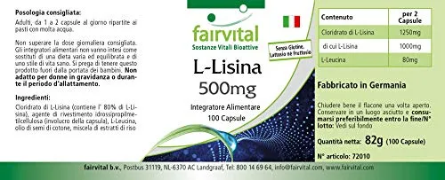 Fairvital L-Lisina 500 mg Capsule 100 pz Essenziale