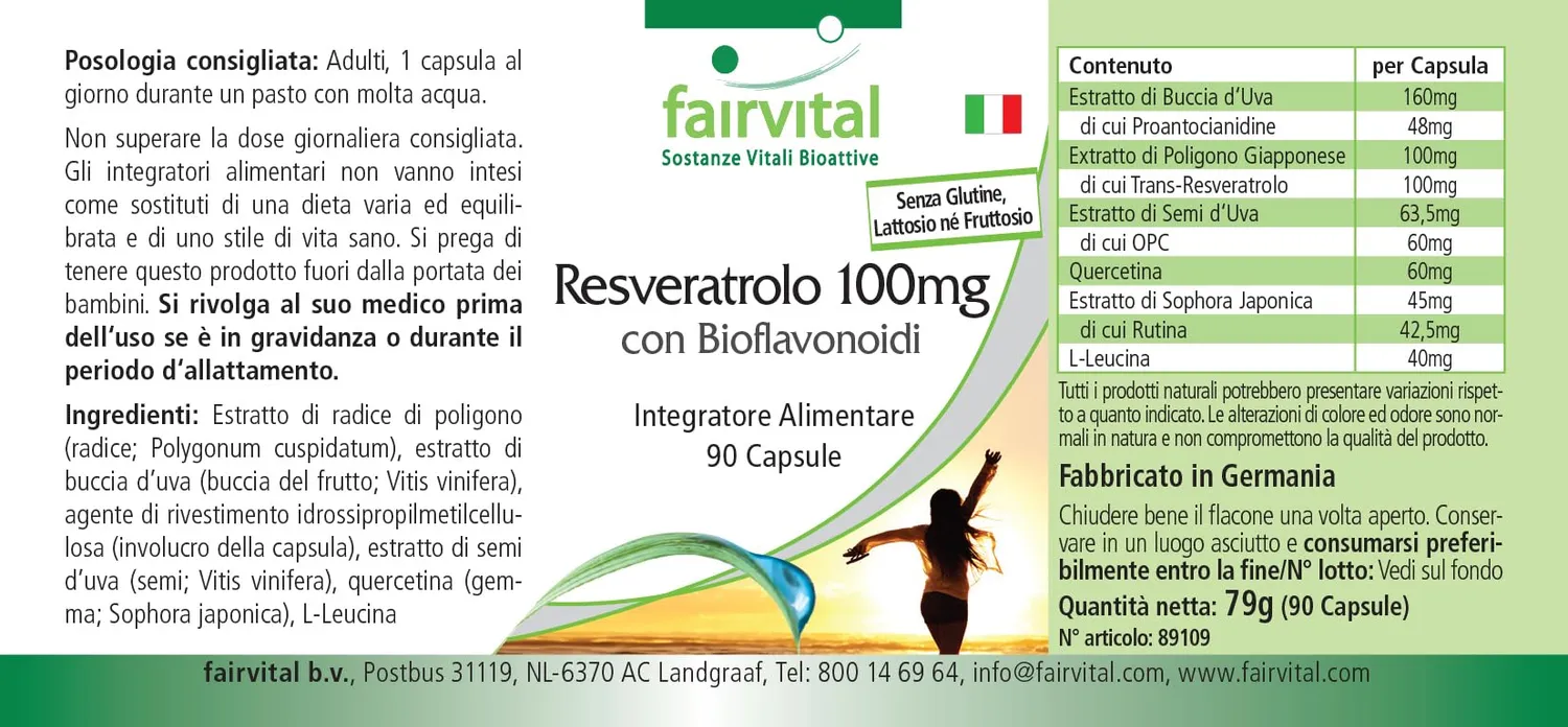 Fairvital Resveratrolo 100 mg Capsule 90 pz con OPC