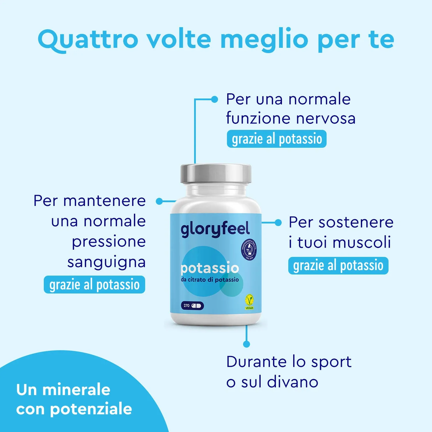 gloryfeel Potassio capsule 270 citrato per muscoli
