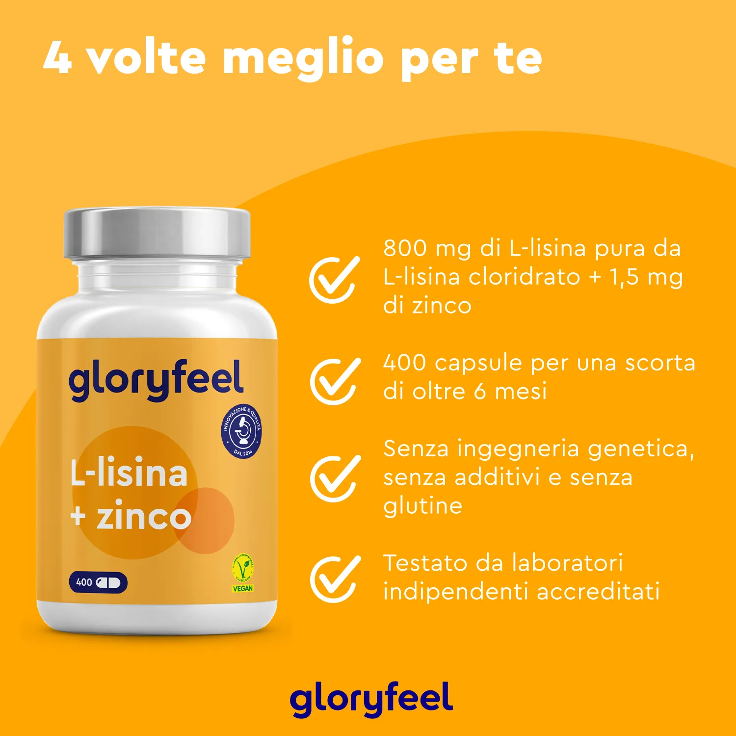 gloryfeel L-Lisina Zinco Capsule 400pz difese pelle