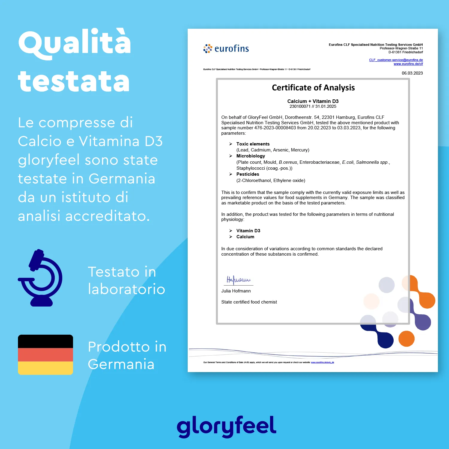 Gloryfeel Calcio + D3 compresse 180 pezzi 3 mesi
