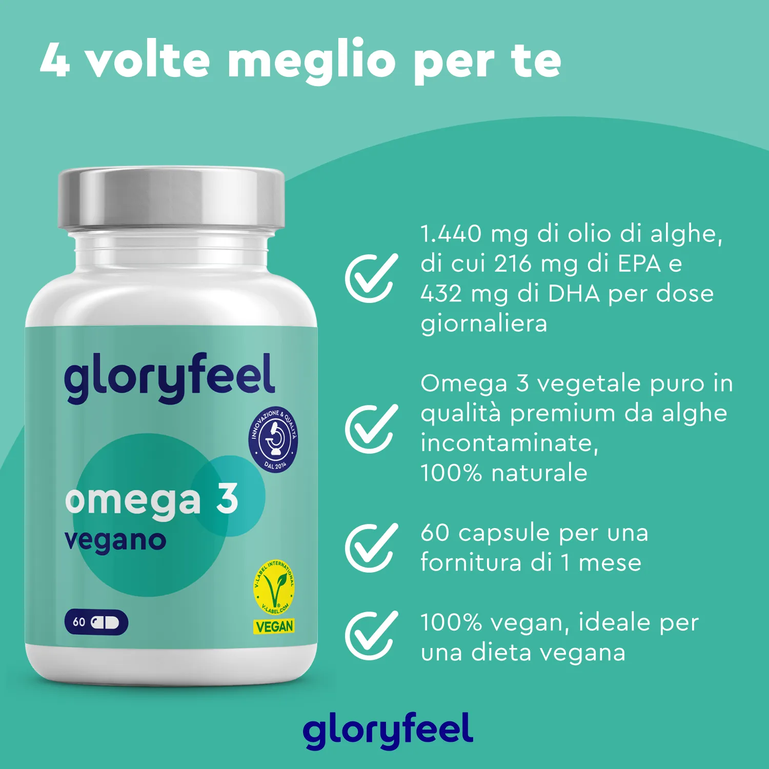 gloryfeel Omega 3 Vegan capsule 60 softgel EPA DHA
