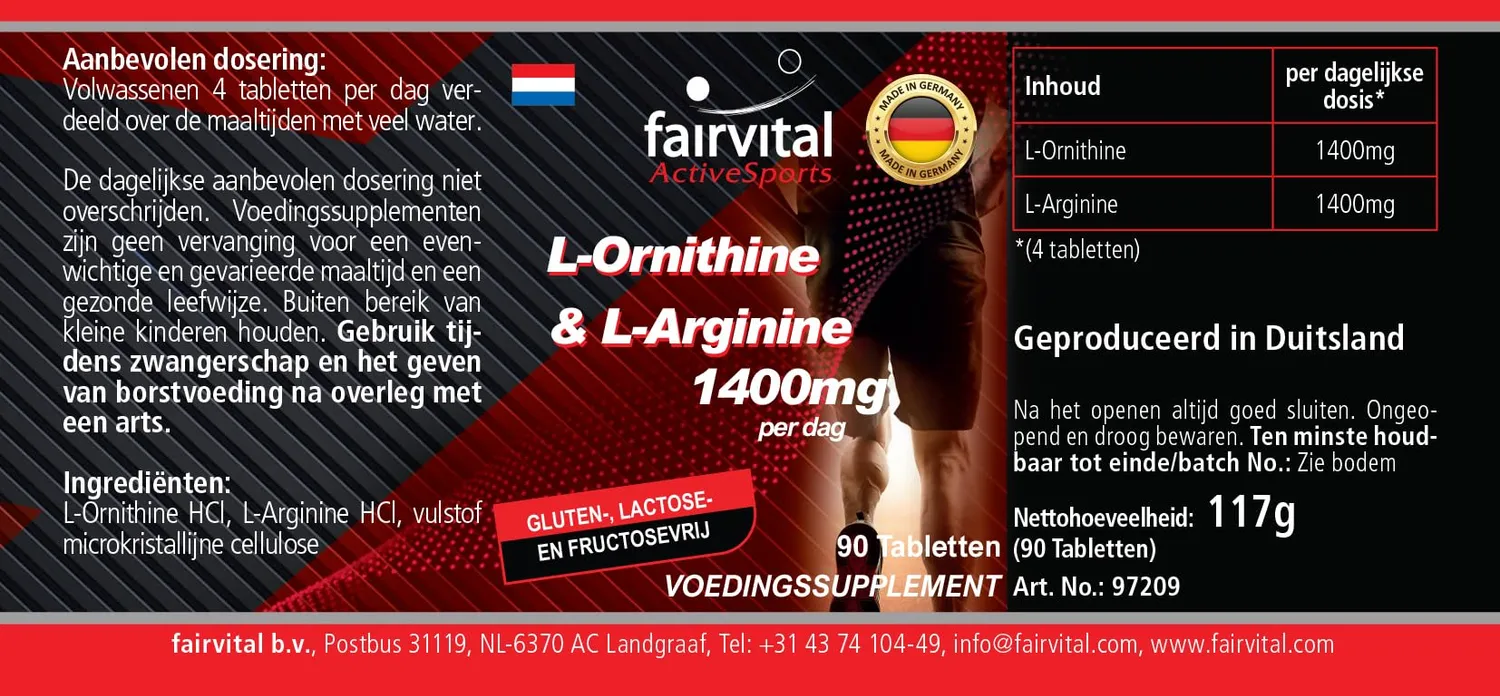 Fairvital L-Ornitina Arginina 1400 mg compresse 90 pezzi alto dosaggio