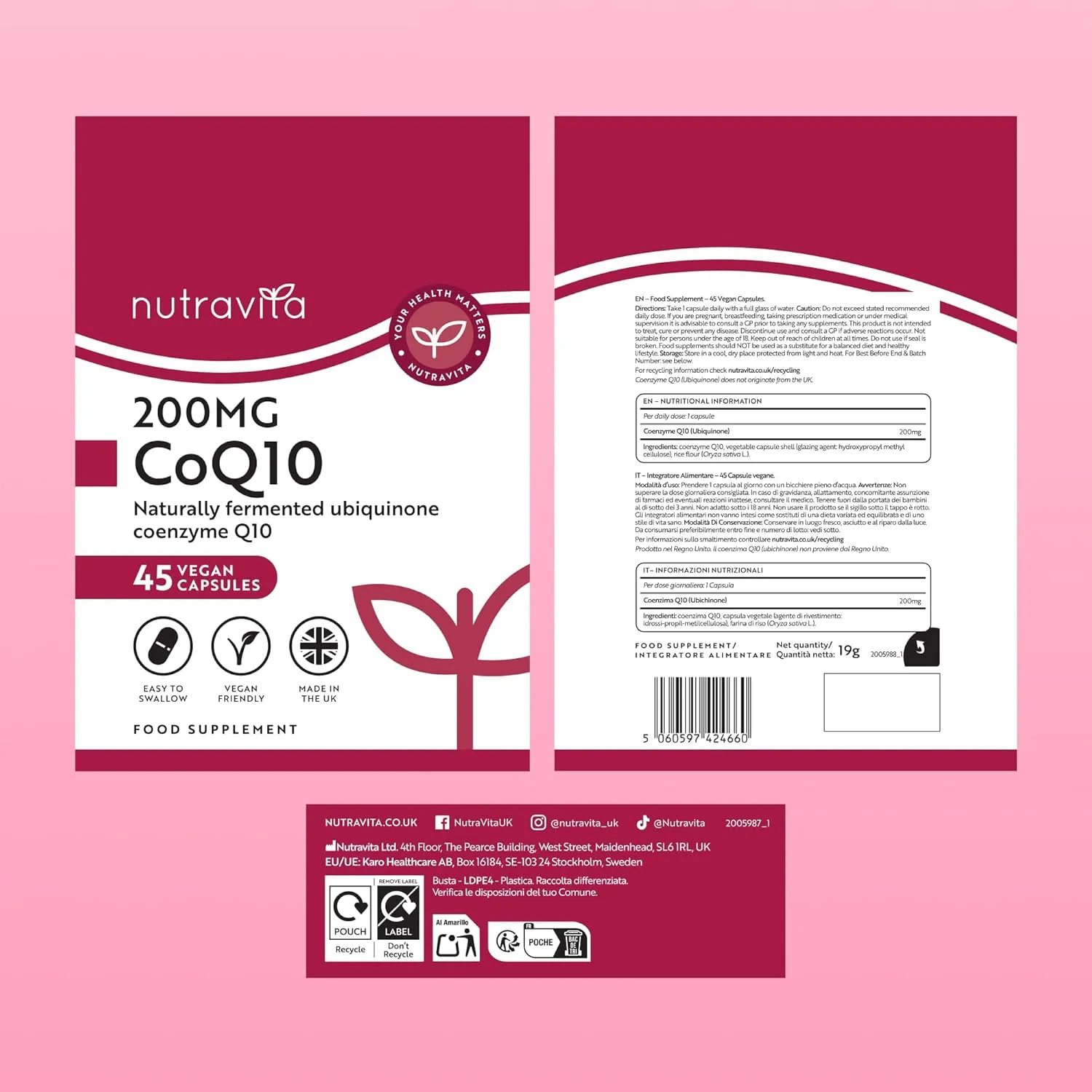 Nutravita CoQ10 200mg integratore 45 capsule vegane