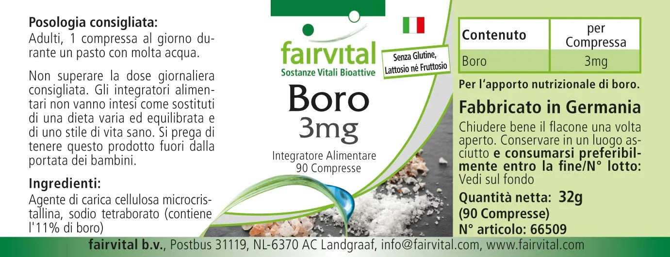 Fairvital Boro 3 mg compresse 90 pezzi da tetraborato di sodio