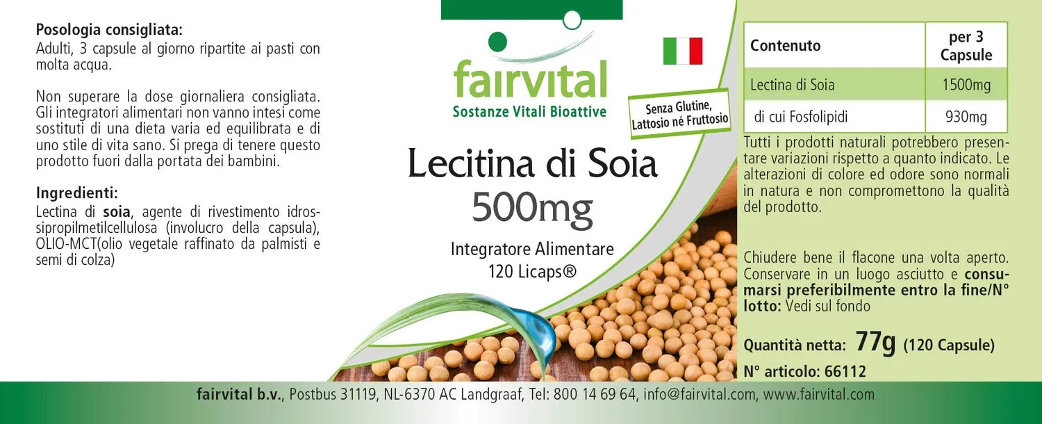 Fairvital Lecitina di Soia 500 mg capsule 120 capsule fosfolipidi