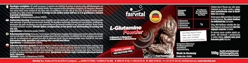 Fairvital L-Glutammina Polvere 500 g Vegana Alto Dosaggio