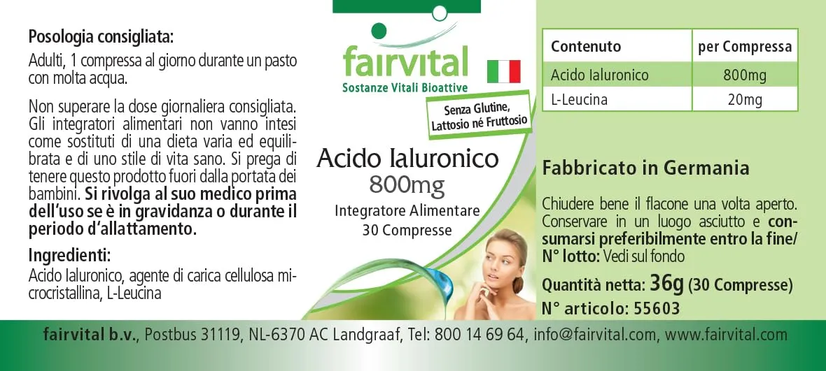 Fairvital Acido Ialuronico 800 mg compresse 30 compresse