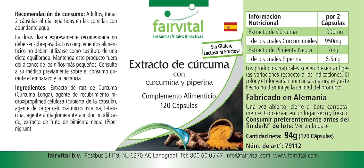 Fairvital Curcuma 500mg 120 capsule curcumina piperina