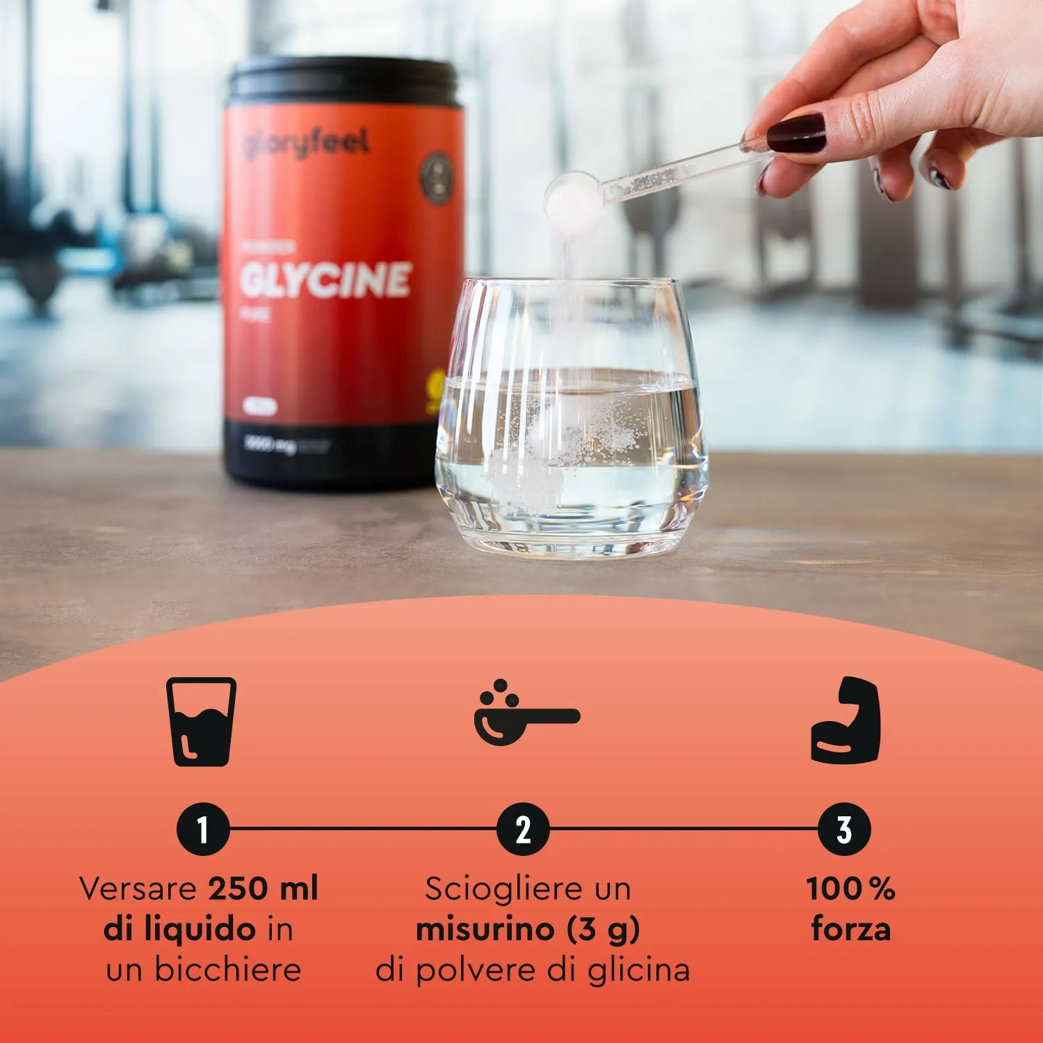 gloryfeel L-Glicina in polvere aminoacido puro