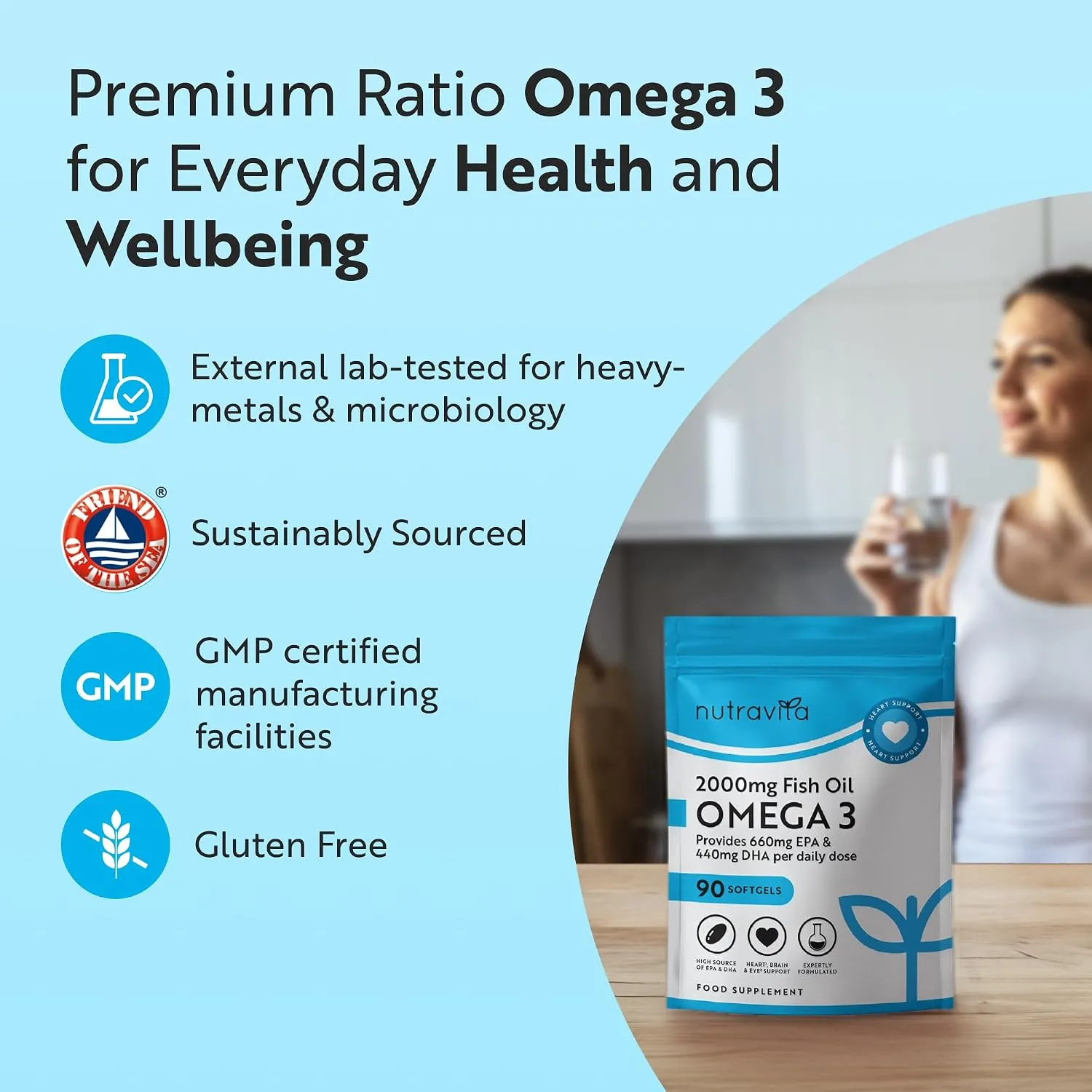 Nutravita Omega 3 2000mg capsule 90 softgel EPA DHA cuore