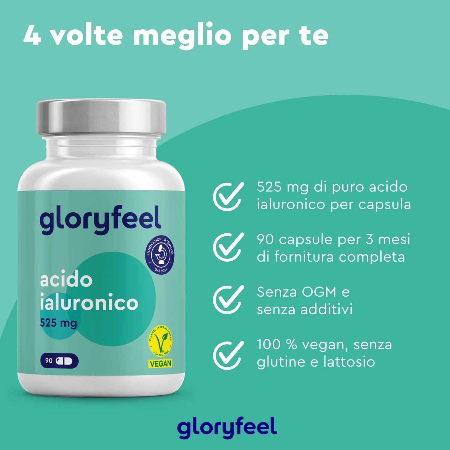 Gloryfeel Acido Ialuronico capsule 90 pezzi 525 mg idratazione