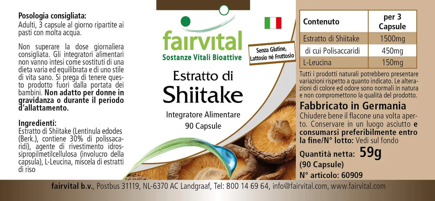 Fairvital Shiitake 500 mg capsule 90 pz 30% polisaccaridi