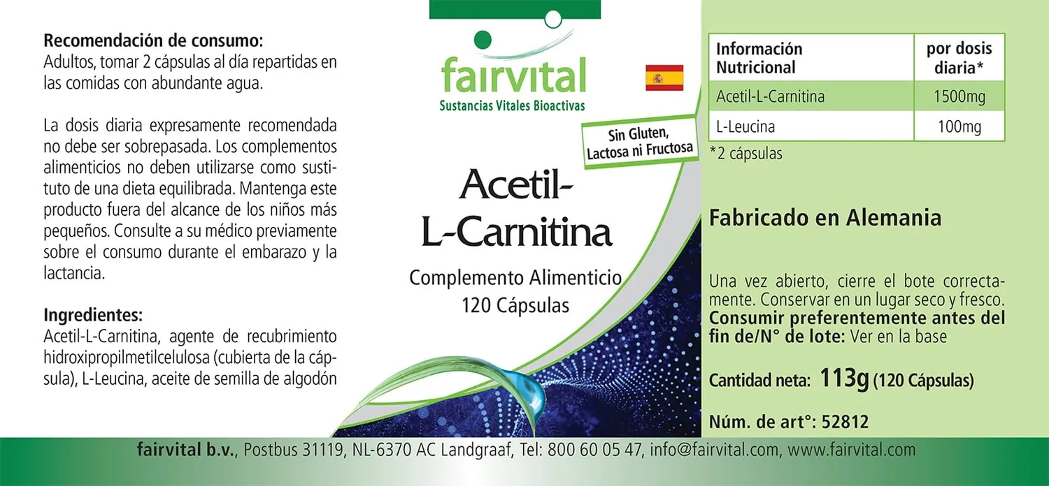 Fairvital Acetil-L-Carnitina Capsule 120 pz 1500 mg
