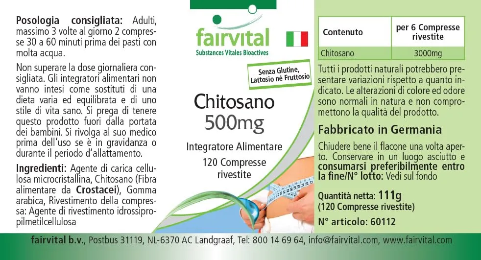 Fairvital Chitosano 500 mg compresse 120 pezzi fibra