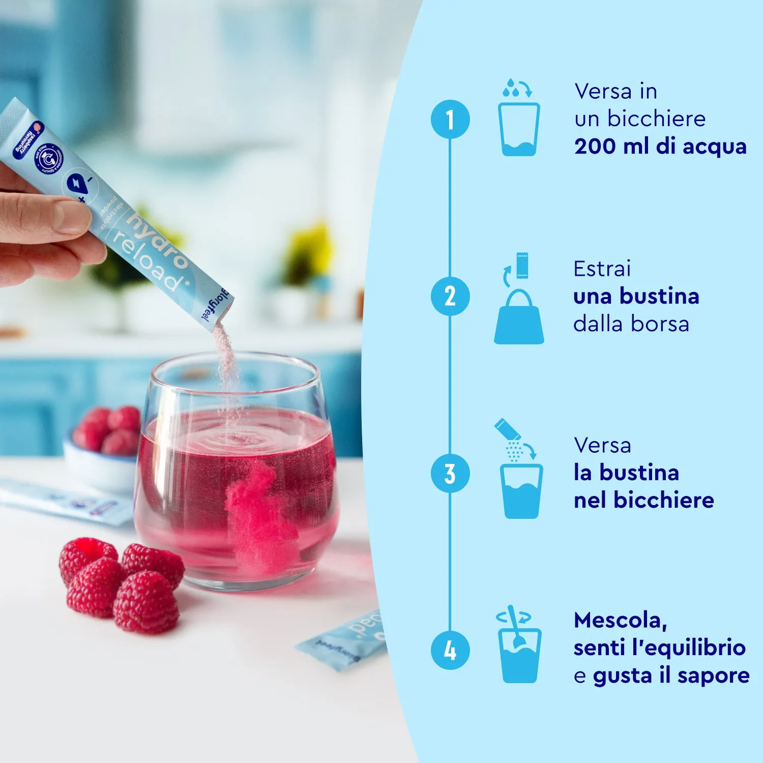 gloryfeel Elettroliti Lampone polvere minerali idratazione