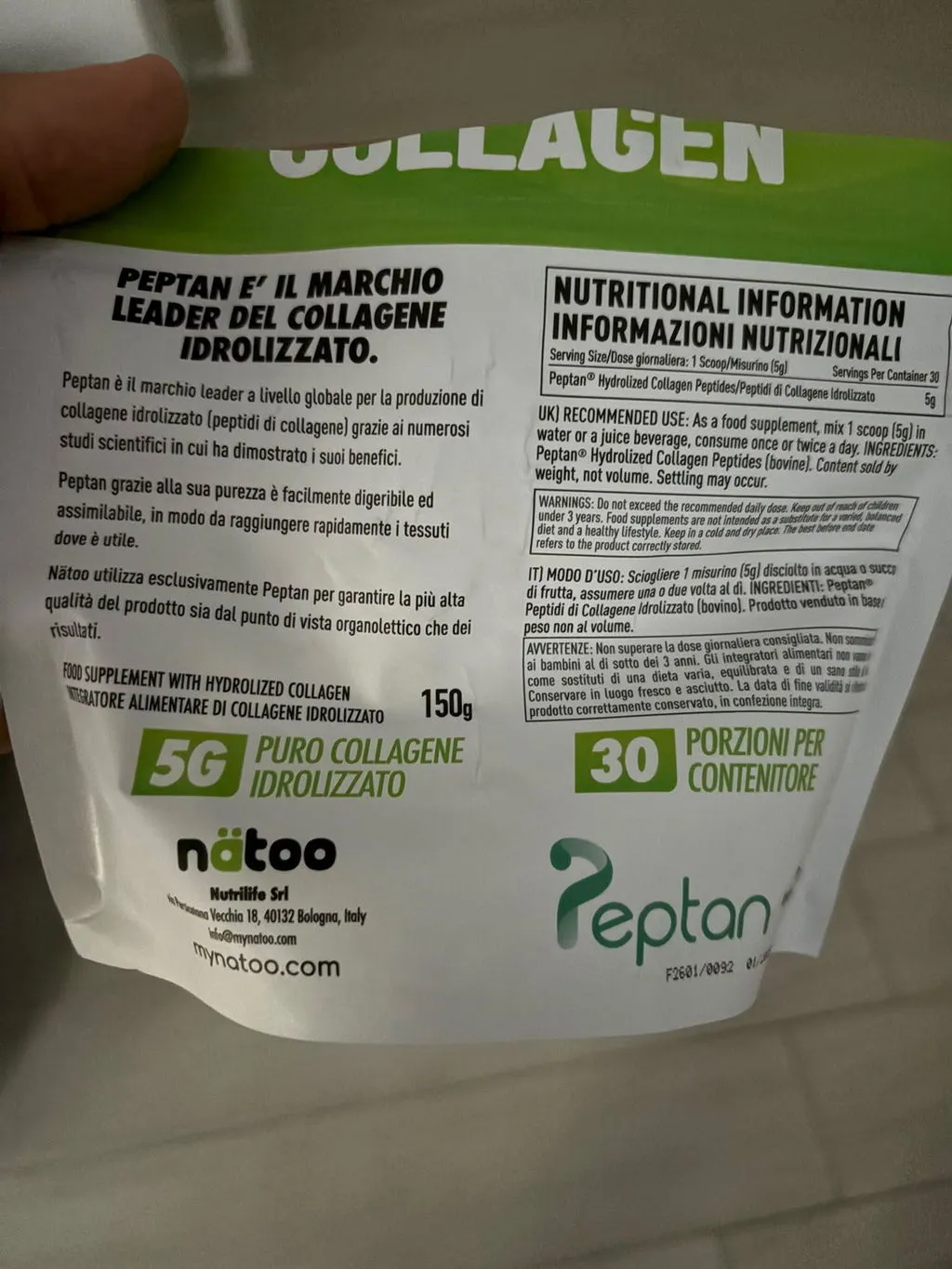 Natoo Essentials Collagene Peptan polvere 150 g gusto neutro