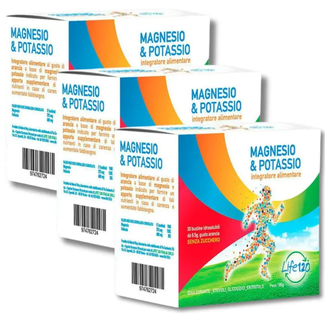 Life 120 Magnesio e Potassio bustine 3 confezioni stanchezza