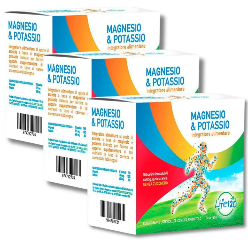 Life 120 Magnesio e Potassio bustine 3 confezioni stanchezza