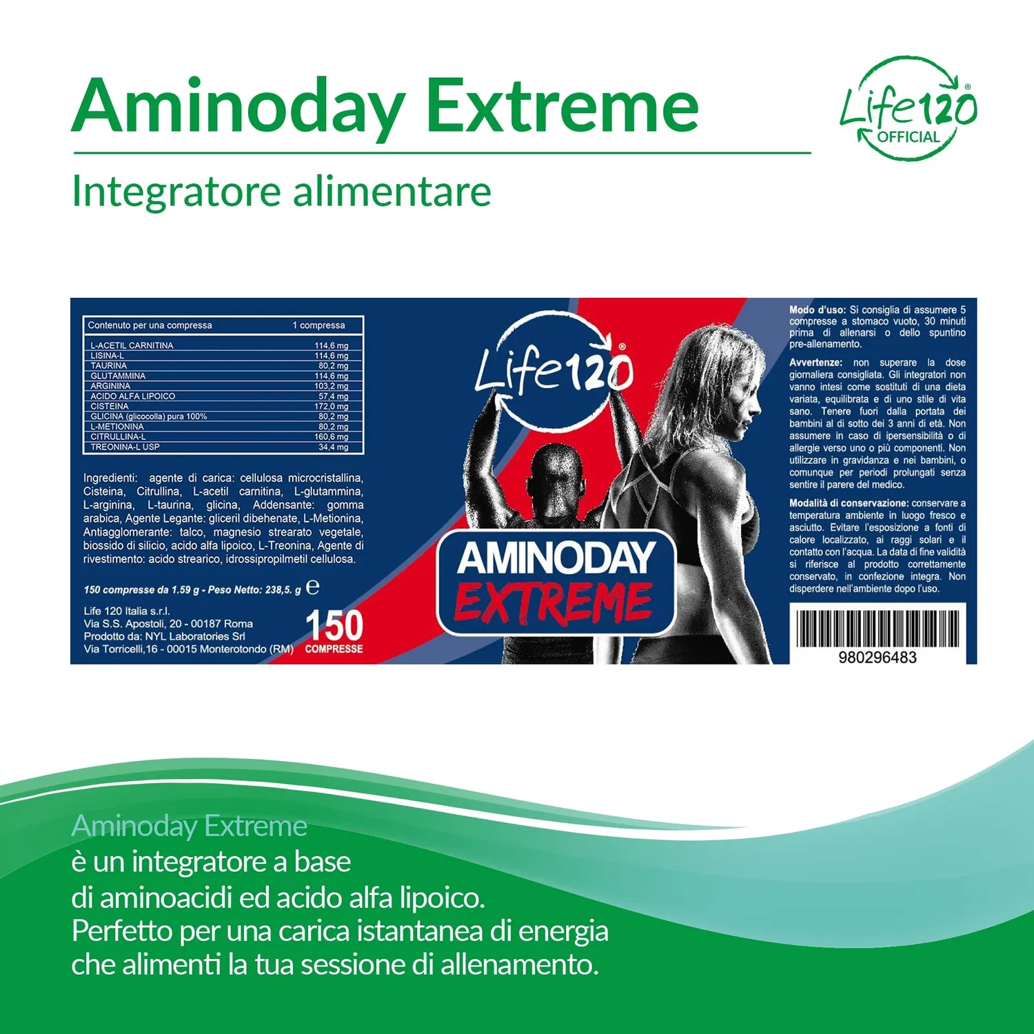 Life 120 Aminoday Extreme integratore 120 compresse alfa lipoico