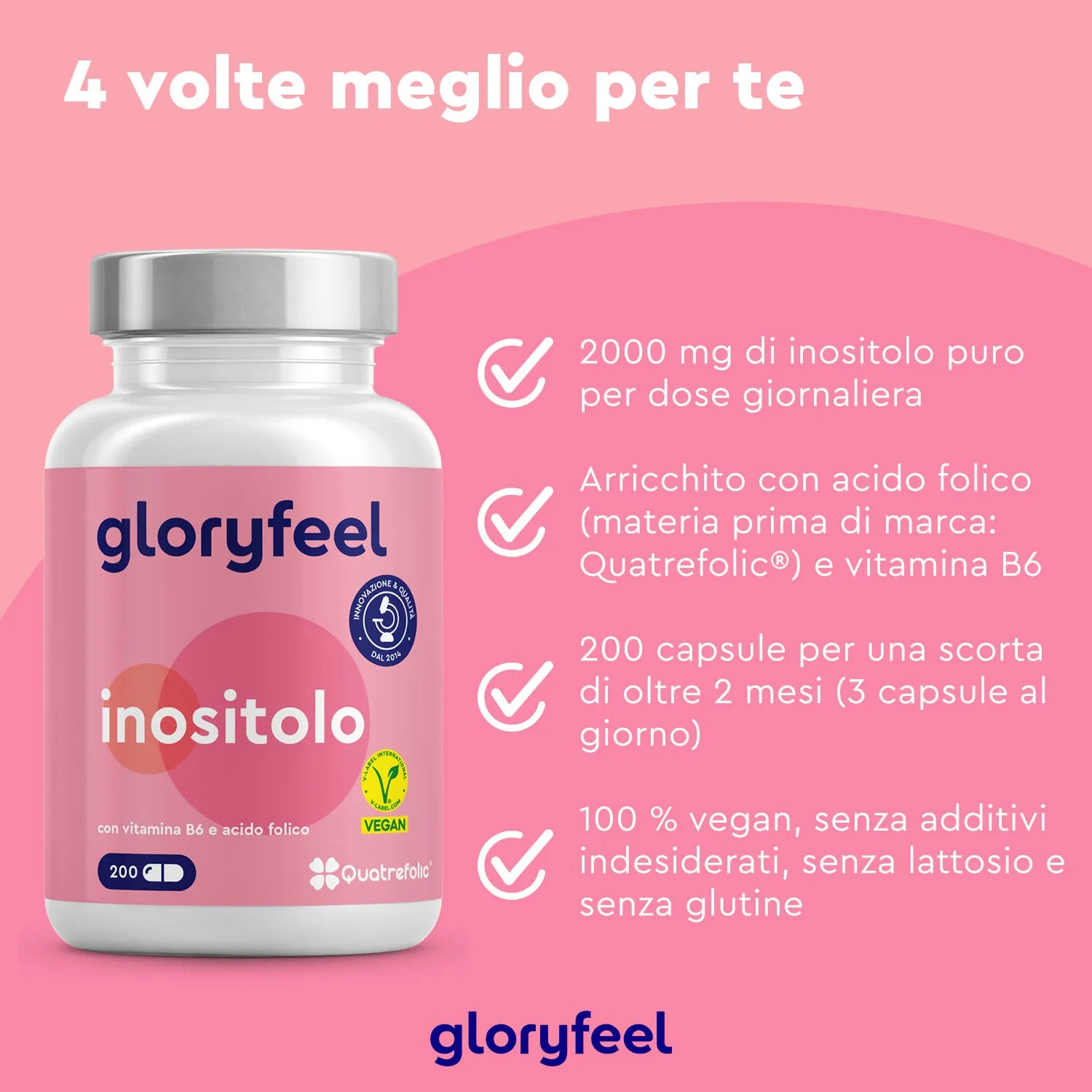 gloryfeel Inositolo polvere con folato e B6